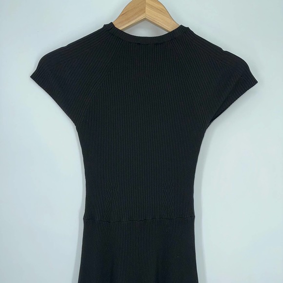 ZARA Fit & Flare Midi Dress Short Sleeve Rib Knit Maxi - Picture 9 of 12